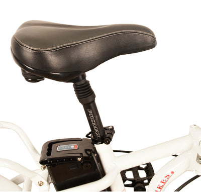 DJ Folding Bike, electric folding fat bike with quick release shock absorbing adjustable seat - DJ Bikes Canada