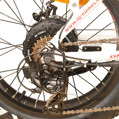 Electric folding fat bike with quality Shimano derailleur and gear shifting system, DJ Folding Bike